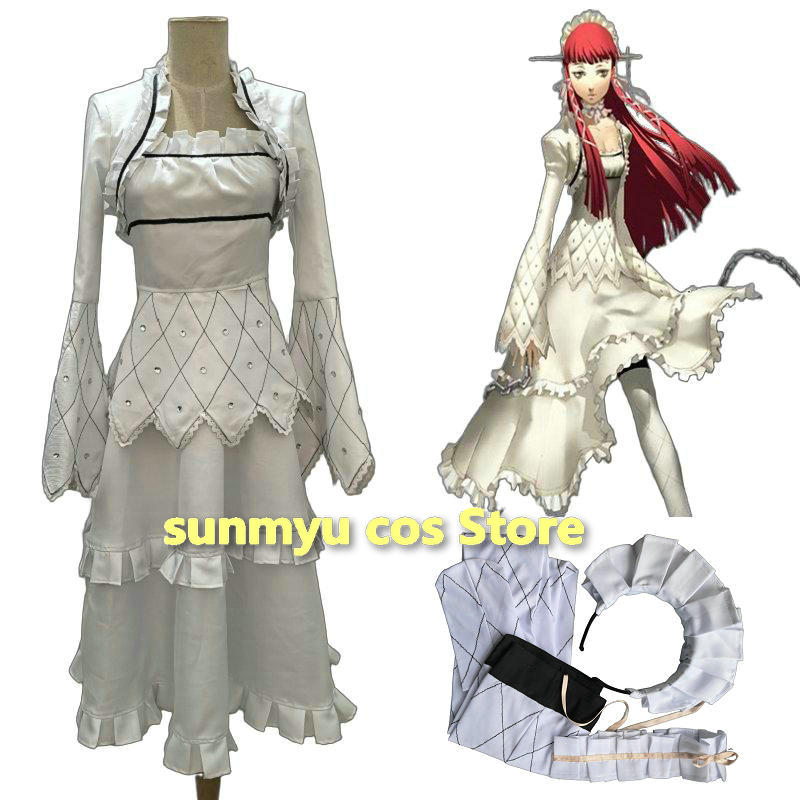 Cosplay Anime White Hair - チドリ・ヨシノ コスプレ衣装 サイズカスタマイズ ハロウィン ホワイトドレス ストッキング