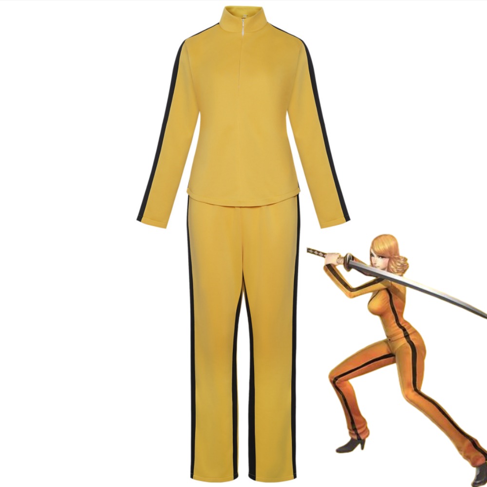 Anime Cosplay Simple - 映画「キル・ビル」のコスプレ衣装と同じスタイルの黄色のジャケット、ズボン、ショートパンツのセットで、シンプルなスポーツウェアのパーティーコスチュームに最適です。