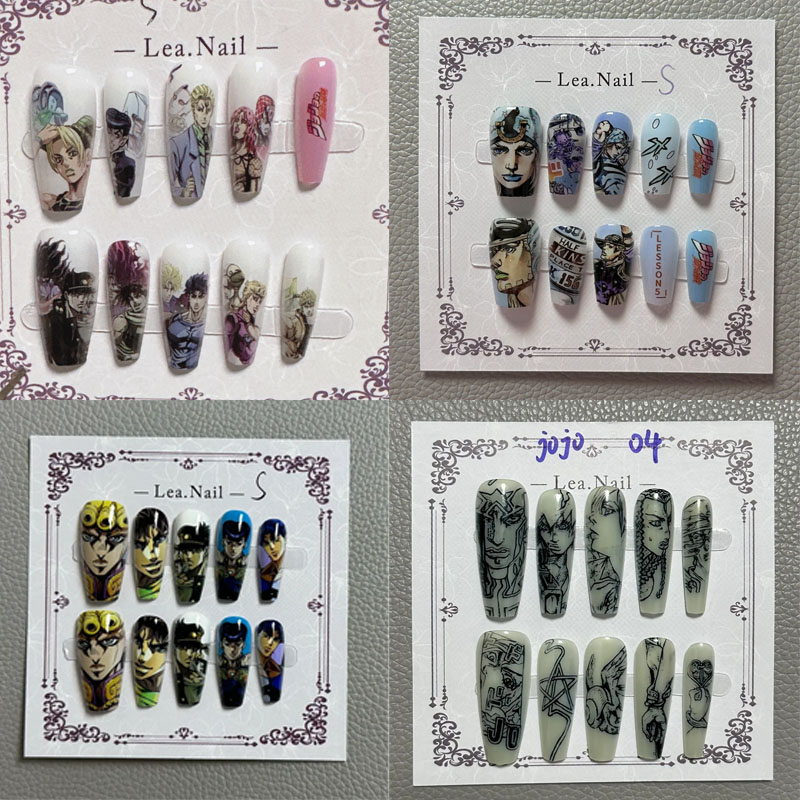 Cosplay Anime Jojo - ジョジョネイルアート学生アニメ漫画フィギュアマニキュア装飾アクセサリー爪ジュエリー女の子コスプレ小道具フェスティバルギフト