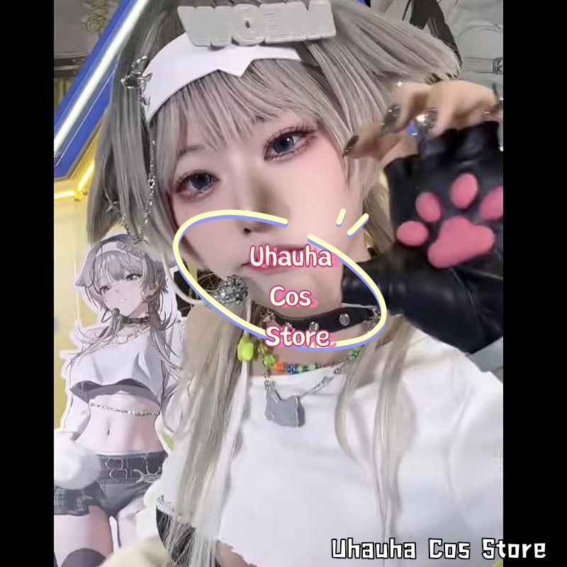 Anime Cosplay Long Hair - CR6.9 * プリカグレーファッション Y2K かわいいクールロングウルフカットウィッグ人工毛ハロウィンクリスマスコスプレアニメ女神ゲーム