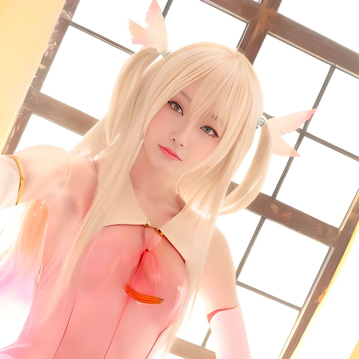 Anime Cosplay Long Hair - アニメフェイト/カレイドライナー イリヤスフィエル・フォン・アインツベルン コスプレウィッグ ロングライトブロンドヘア+ウィッグキャップ アニメコスプレウィッグ パーティー