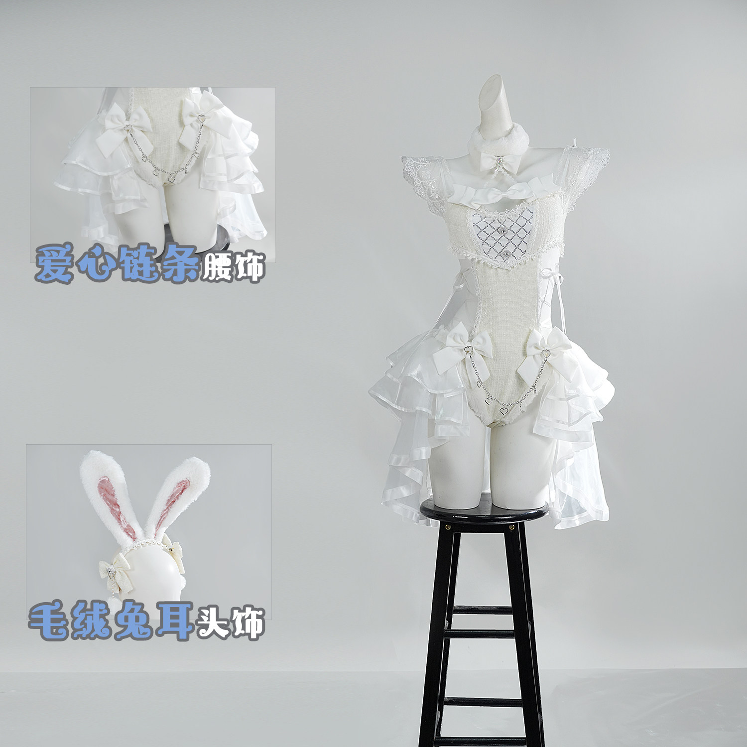 Cosplay Anime Bunny Girl - Malymoon オリジナルツイードチュールバニーコスプレ衣装かわいい和風バニーガールフルセット女性のセクシーなエレガントなドレススーツ HCos