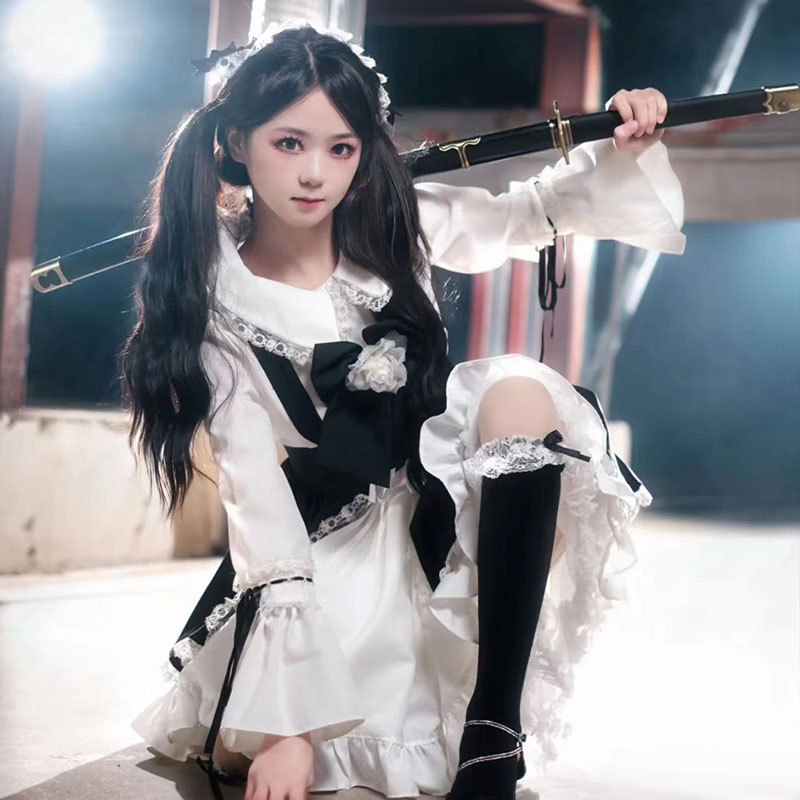 2025年新作 日韓レトロ風スイートロリータドレスセット レ - Anime Cosplay Korean Girl のレビューと価格
