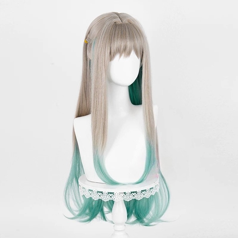 アニメ矢島コスプレ寧々ウィッググレーグリーングラデーションロ - Anime Cosplay Long Hair のレビューと価格