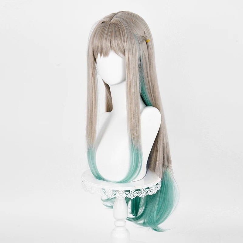 アニメ矢島コスプレ寧々ウィッググレーグリーングラデーションロ - Anime Cosplay Long Hair のレビューと価格