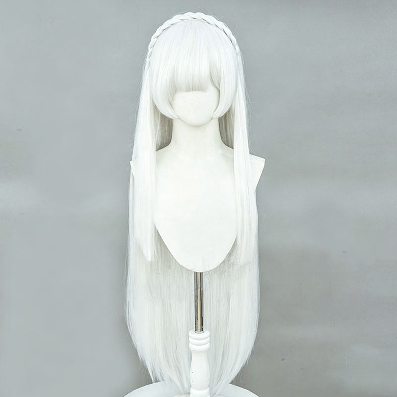 アニメ再:ゼロエミリアコスプレウィッグシルバーホワイトロング - Cosplay Anime White Hair のレビューと価格