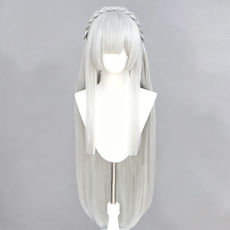 アニメ再:ゼロエミリアコスプレウィッグシルバーホワイトロング - Cosplay Anime White Hair のレビューと価格