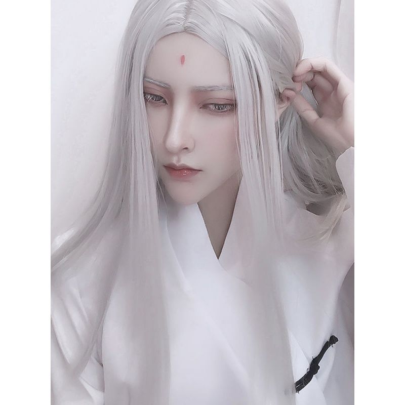 男性韓服ロングストレートヘアアニメコスプレ衣装日本アニメエル - Anime Cosplay Long Hair のレビューと価格