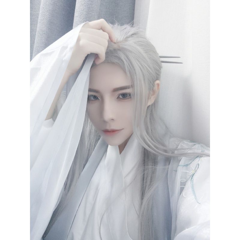 男性韓服ロングストレートヘアアニメコスプレ衣装日本アニメエル - Anime Cosplay Long Hair のレビューと価格