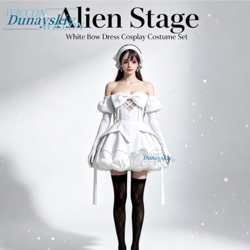 アニメエイリアンステージゾンビホワイトリボンドレスコスプレ衣 - Anime Zombie Cosplay のレビューと価格