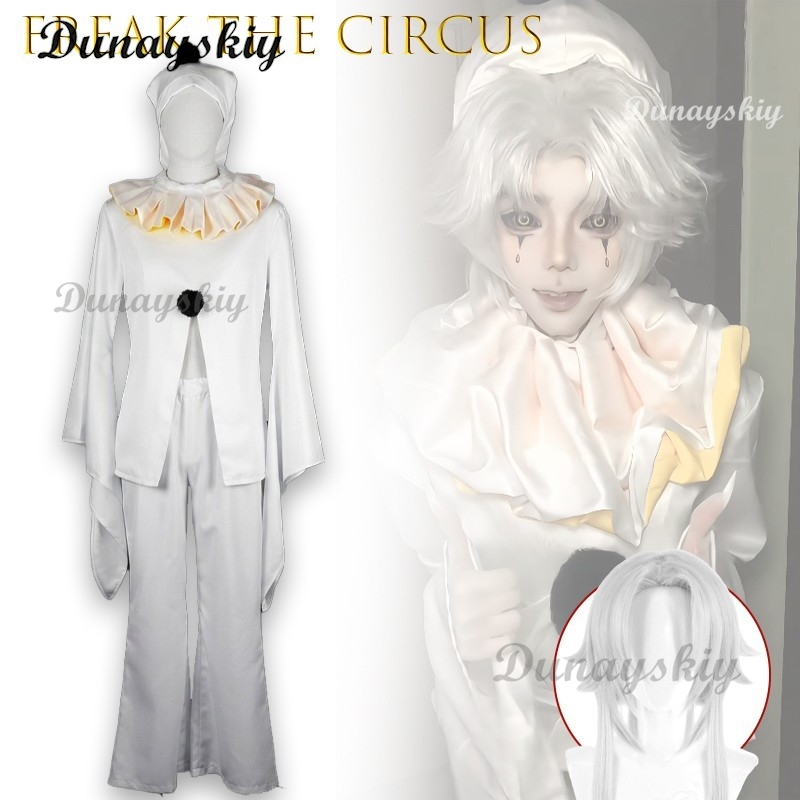 ピエロフリークパーティー白いピエロコスプレコンプリートセット - Anime Cosplay Long Hair のレビューと価格