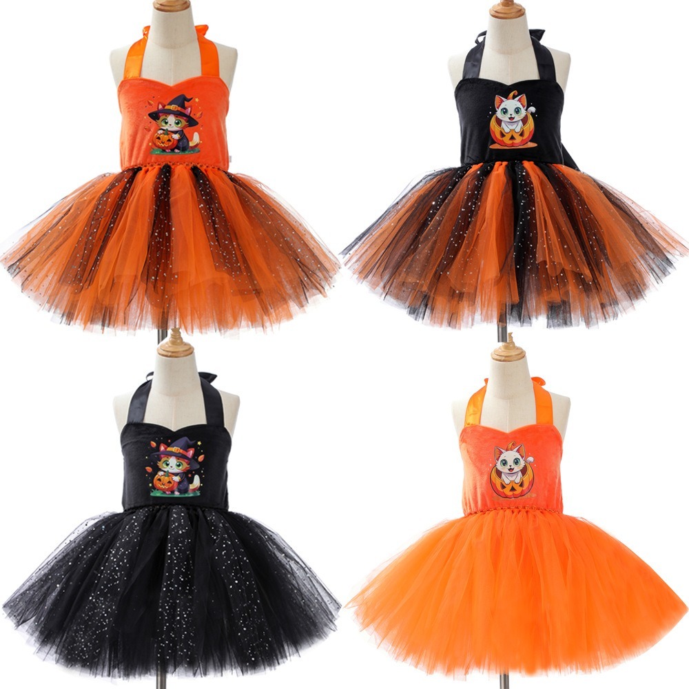 かわいい猫パンプキンアニマルメッシュチュチュドレスかわいいカ - Anime Cosplay Simple のレビューと価格