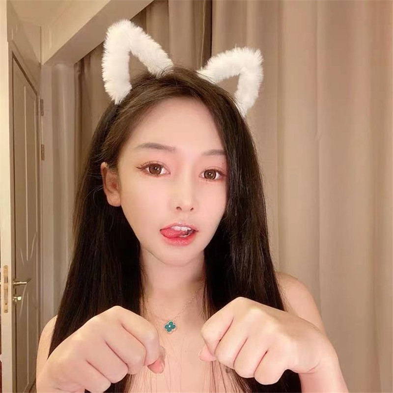 かわいい毛皮のような子猫の耳ヘアバンドぬいぐるみ猫耳帽子アニ - Anime Cosplay Korean Girl のレビューと価格